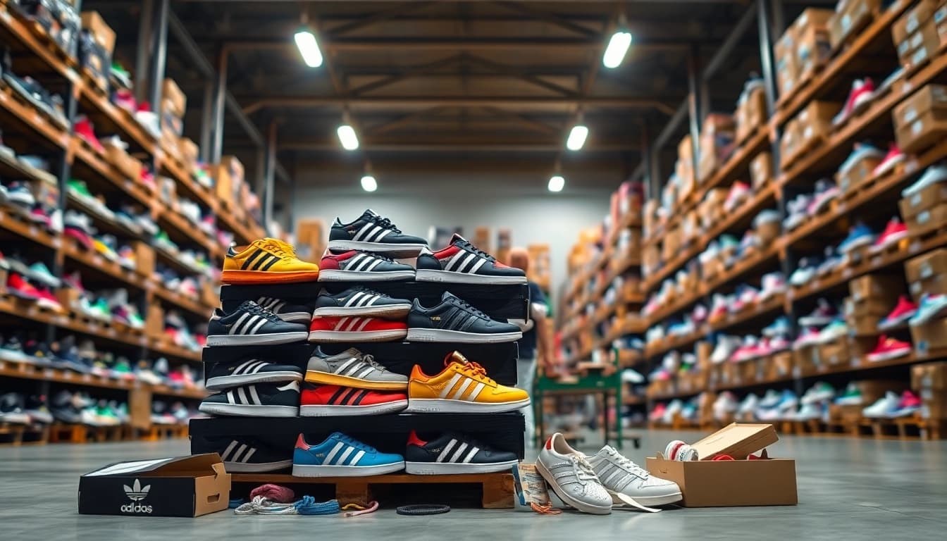 Feature of Best Adidas Shoe Pallets (100 Pairs) showcasing colorful Adidas shoes arranged attractively.