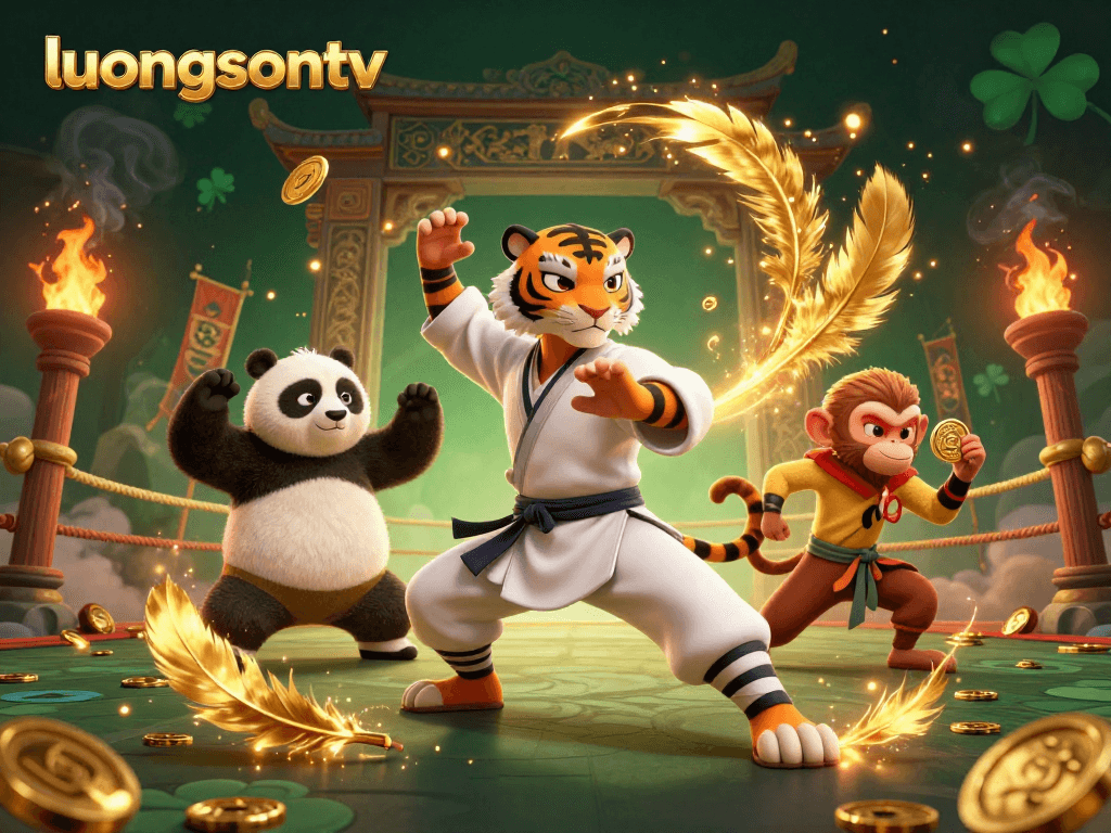 Experience thrilling gameplay on luongsontv with engaging characters surrounded by vibrant casino elements.