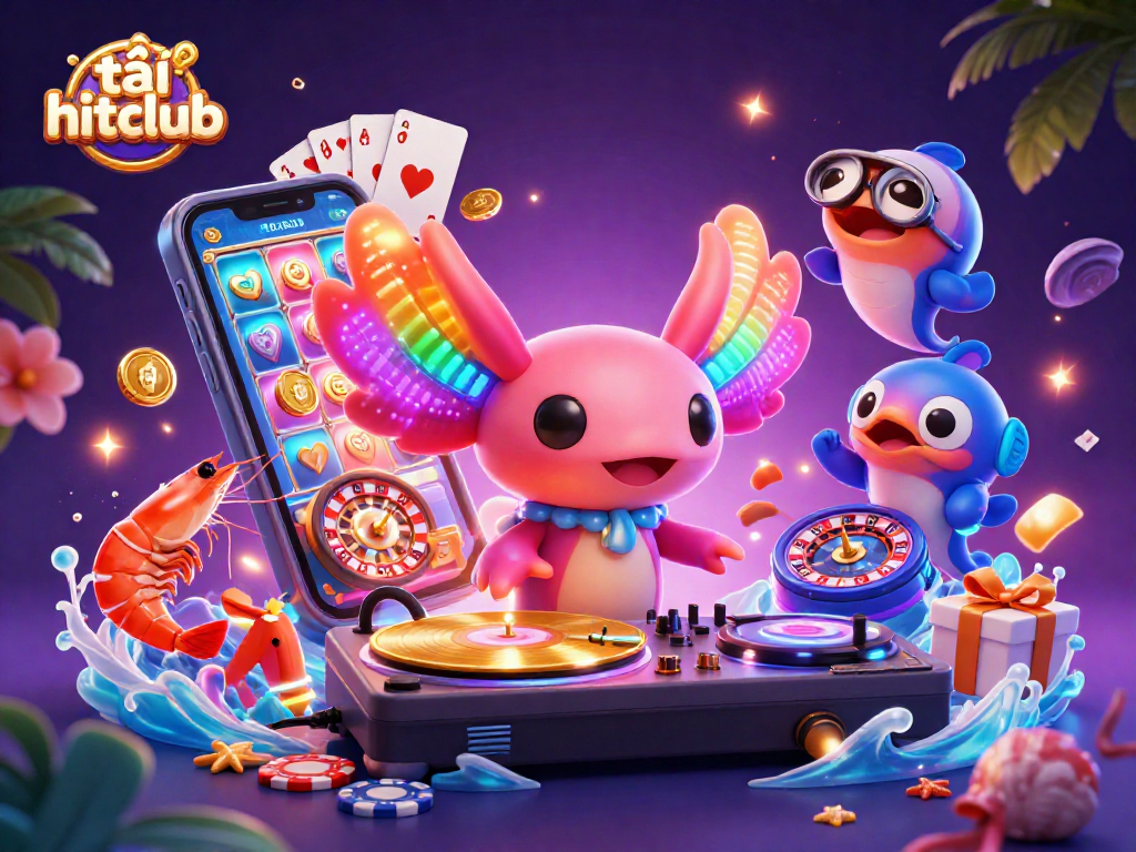 Engage with exciting slots as tải hitclub features a vibrant underwater party scene with unique characters.