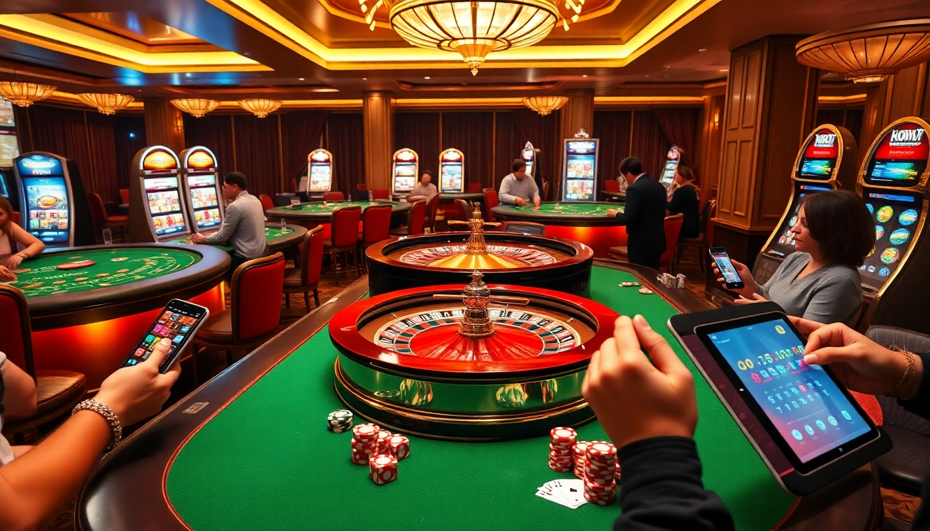 Experience the excitement of crypto online casinos with vibrant tables, games, and players engaged in thrilling bets.