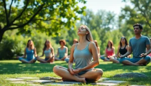 Engaging mental health tips shared during a peaceful outdoor meditation session.