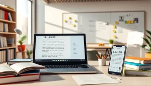 Engaging digital learning setup showcasing 有道 translation tools, inspiring study environment.