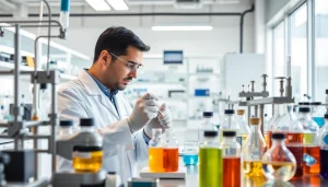 Hydro Research scientists conducting analysis in a modern laboratory setting.