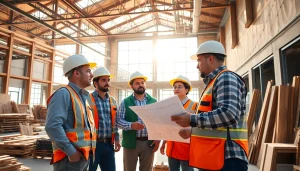 New Jersey Commercial General Contractor collaborating on project plans with a team.