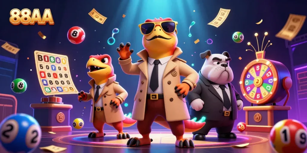 Engage with the thrilling world of 88AA casino adventures featuring playful raptors and vibrant gaming elements.